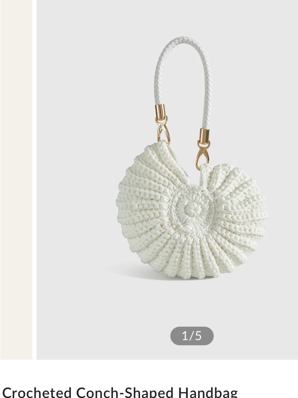 Commense White Crocheted Conch - Shaped Handbag -